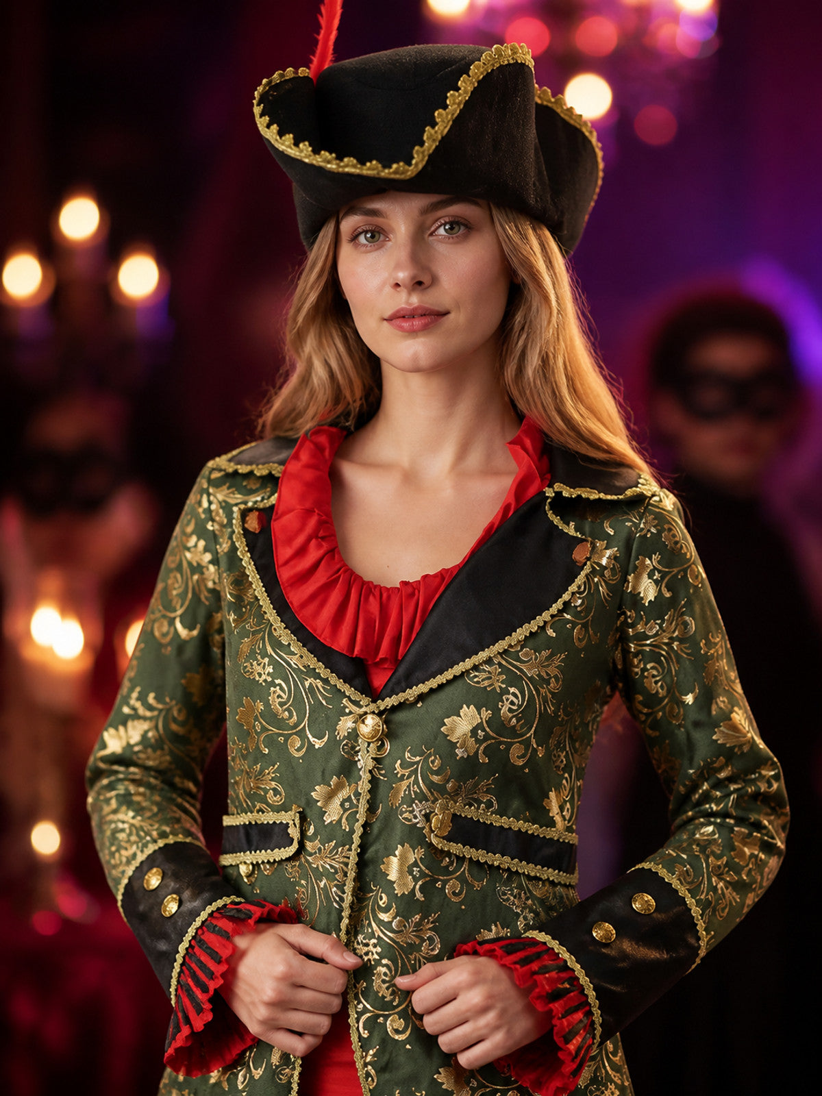 Pirate Queen Carnival Costume W-0257 for Halloween on-model view