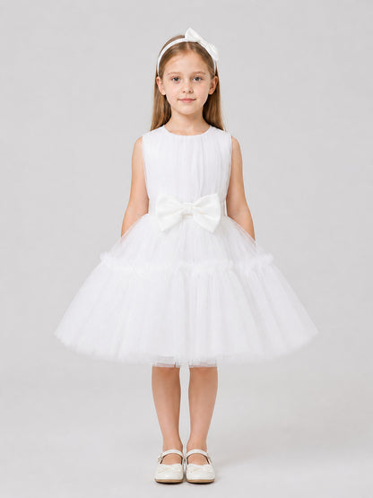 L2066XZ Tutu Dress with Tulle Skirt and Bow on-model view