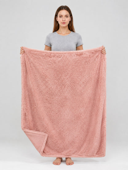 Reversible Pet Blanket, Pink on-model view