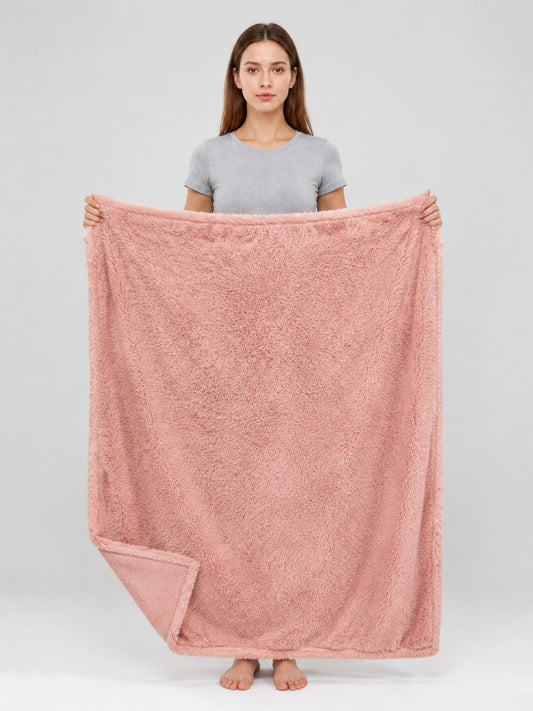 Reversible Pet Blanket, Pink on-model view
