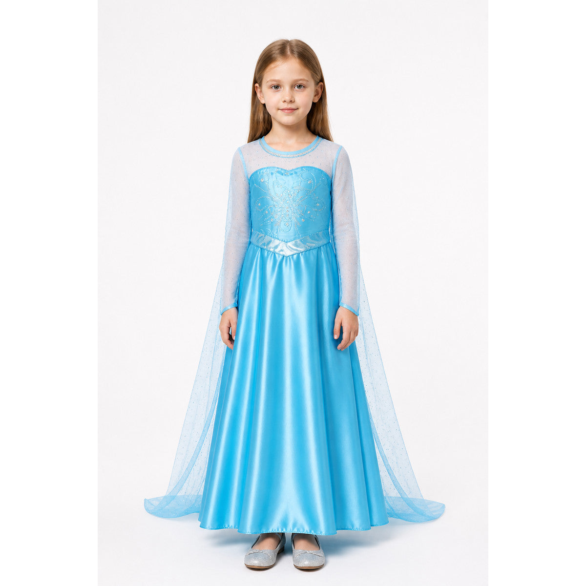 Blue Ball Gown with Butterfly and Train main product view