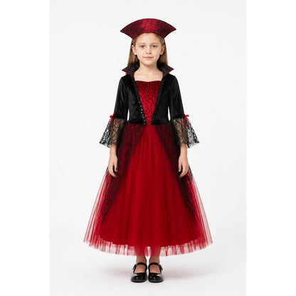 Red and Black Witch Costume with Dress and Hat main product view