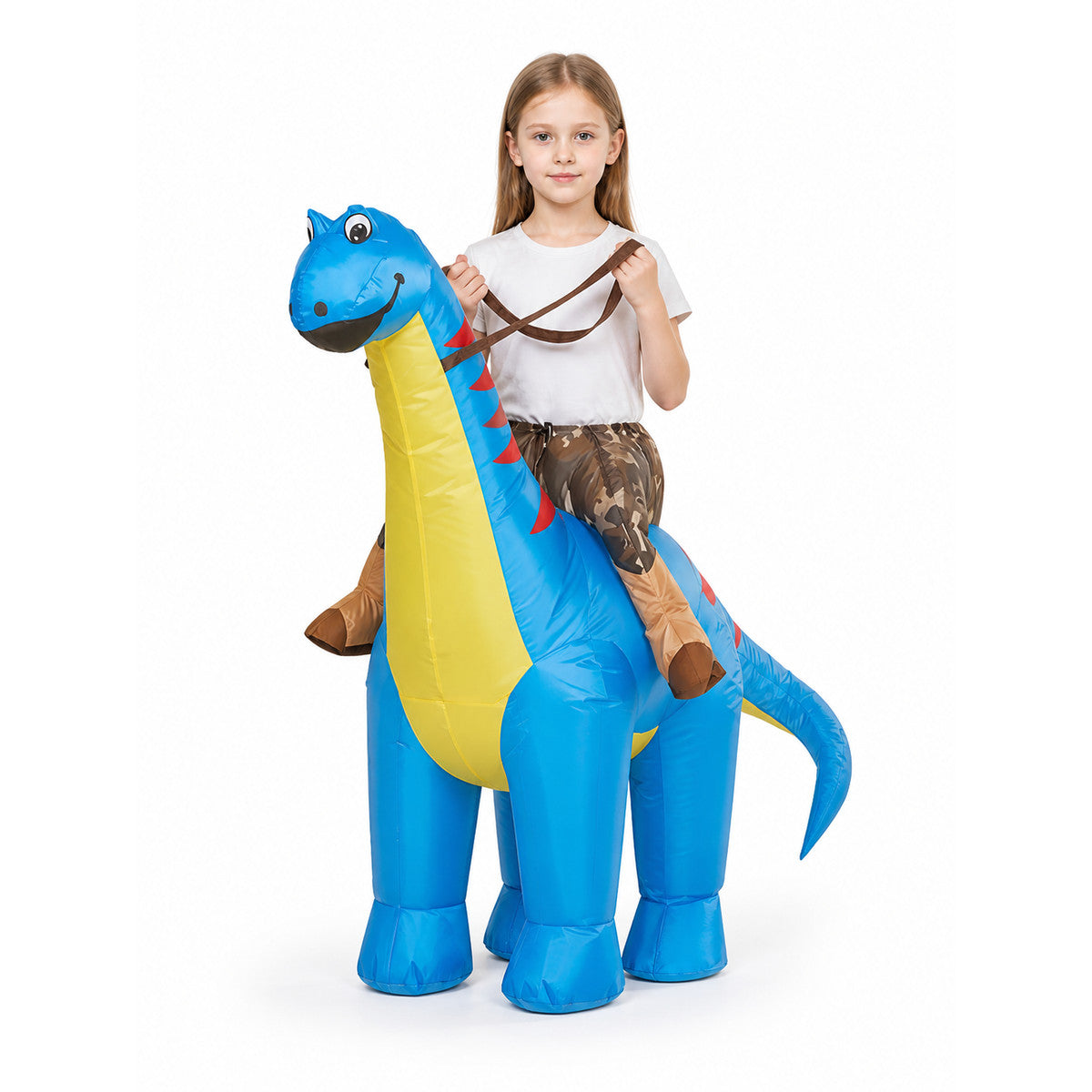 Dinosaur Toy with a Long Neck and Red Spots front view