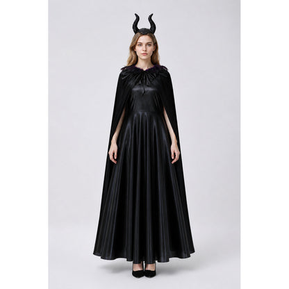 Black Witch Costume with Long Dress and Cape main product view