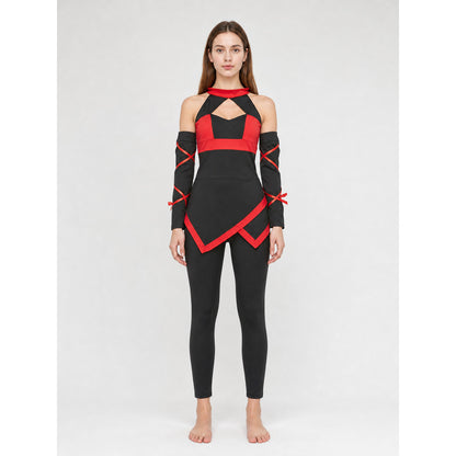 Naruto Ninja Costume, Black and Red Jumpsuit on-model view
