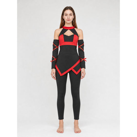 Naruto Ninja Costume, Black and Red Jumpsuit on-model view