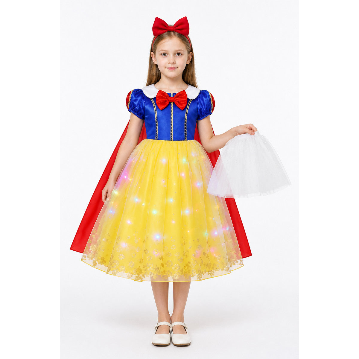 Glowing Snow White Costume with Cape and Headband main product view