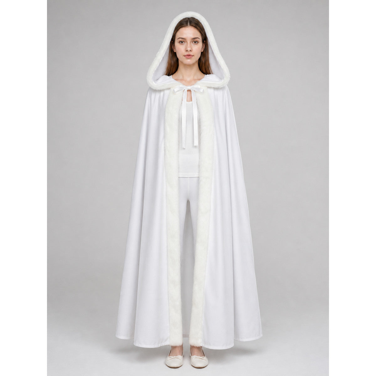 White Hooded Carnival Cloak for Costumes