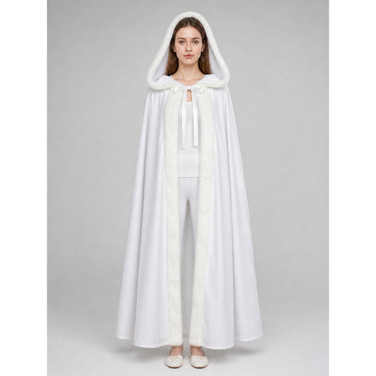 White Hooded Carnival Cloak for Costumes