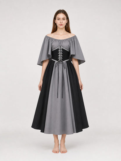 Gothic Dress with Corset, Ruffles, and Lacing