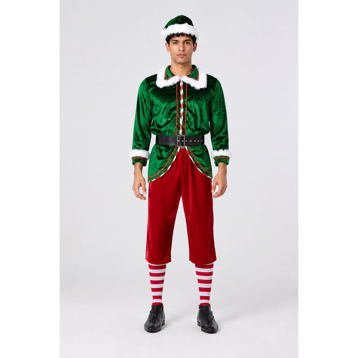 Christmas Elf Costume with White Fur Trim main product view