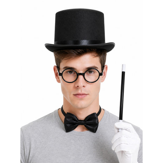 Magician Costume Hat with Halloween Accessories front view