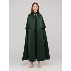 Cape Cloak with Stand Collar and Gold-Tone Chain