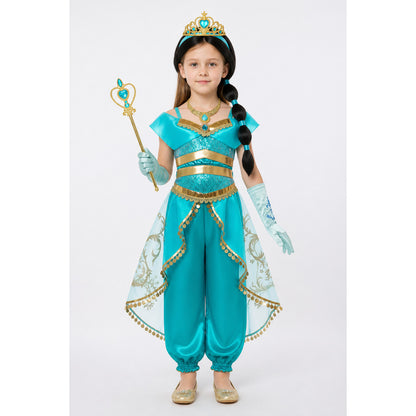 Jasmine Carnival Costume from Aladdin with Crown and Wig main product view