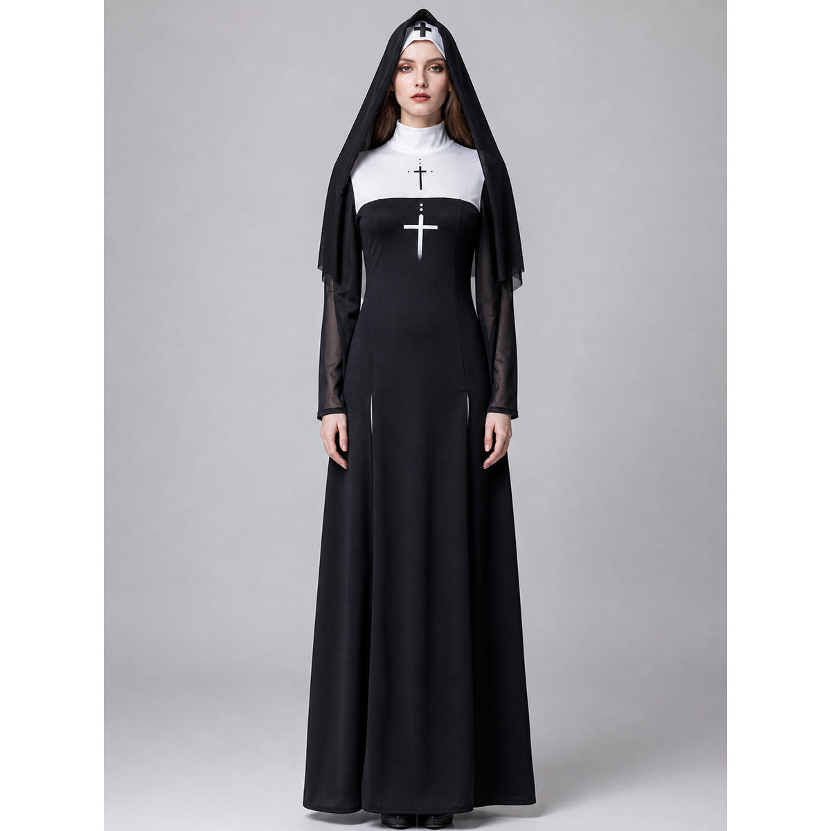 Cosplay costume: black robe with a cross
