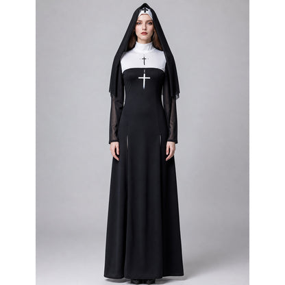 Cosplay costume: black robe with a cross
