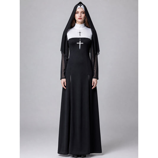 Cosplay costume: black robe with a cross