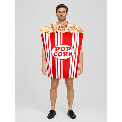 Voluminous Red and White Popcorn Carnival Costume on-model view