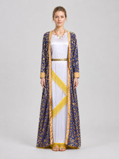 Greek Goddess Costume: Dress with Cape, Gold, M–XL