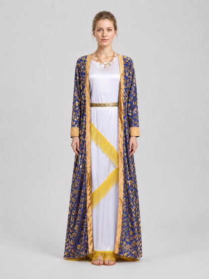 Greek Goddess Costume: Dress with Cape, Gold, M–XL on-model view