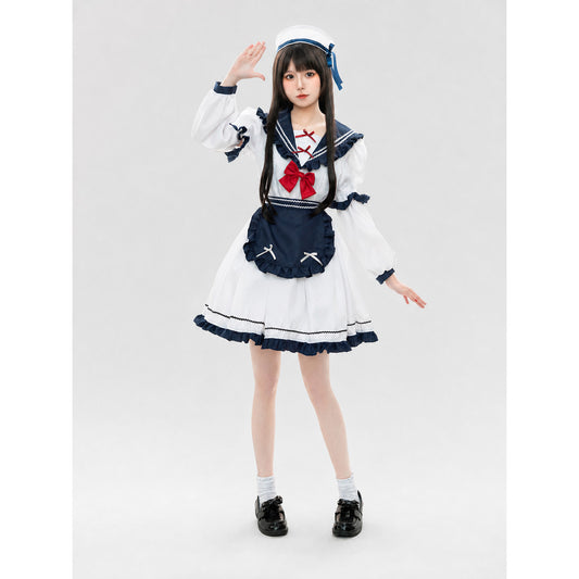 Sailor-Style Cosplay Dress with Apron