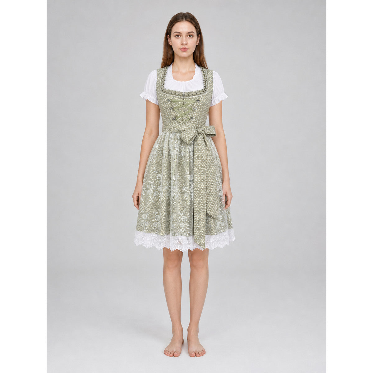 Embroidered and Lace Dirndl Dress for Festivals