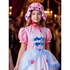 Toy Story Bo Peep Girl's Shepherdess Costume Dress with Bonnet, Polka Dots, Vintage Style