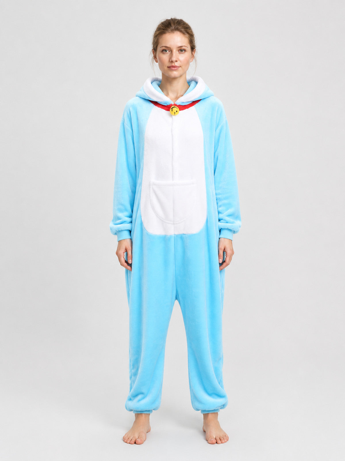 Husky Flannel Hooded Kigurumi Pajamas on-model view