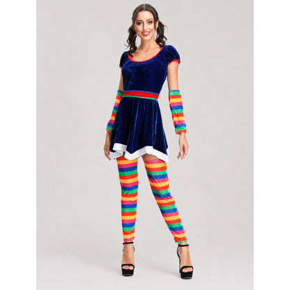 Stage Costume with Rainbow Stripes for Performances
