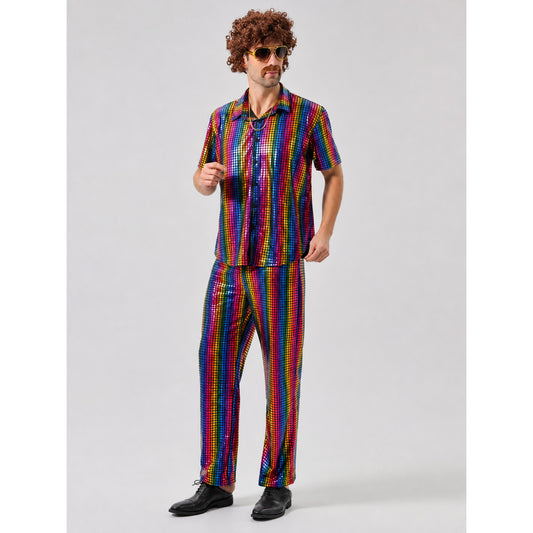 Retro Striped Disco Costume: Shirt and Pants
