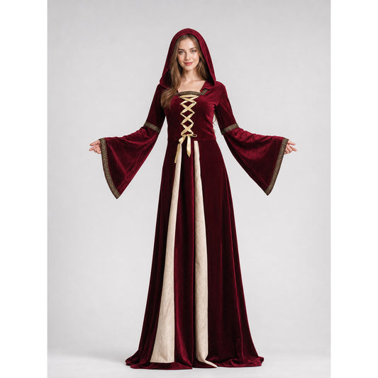 Medieval Hooded Dress with Lacing