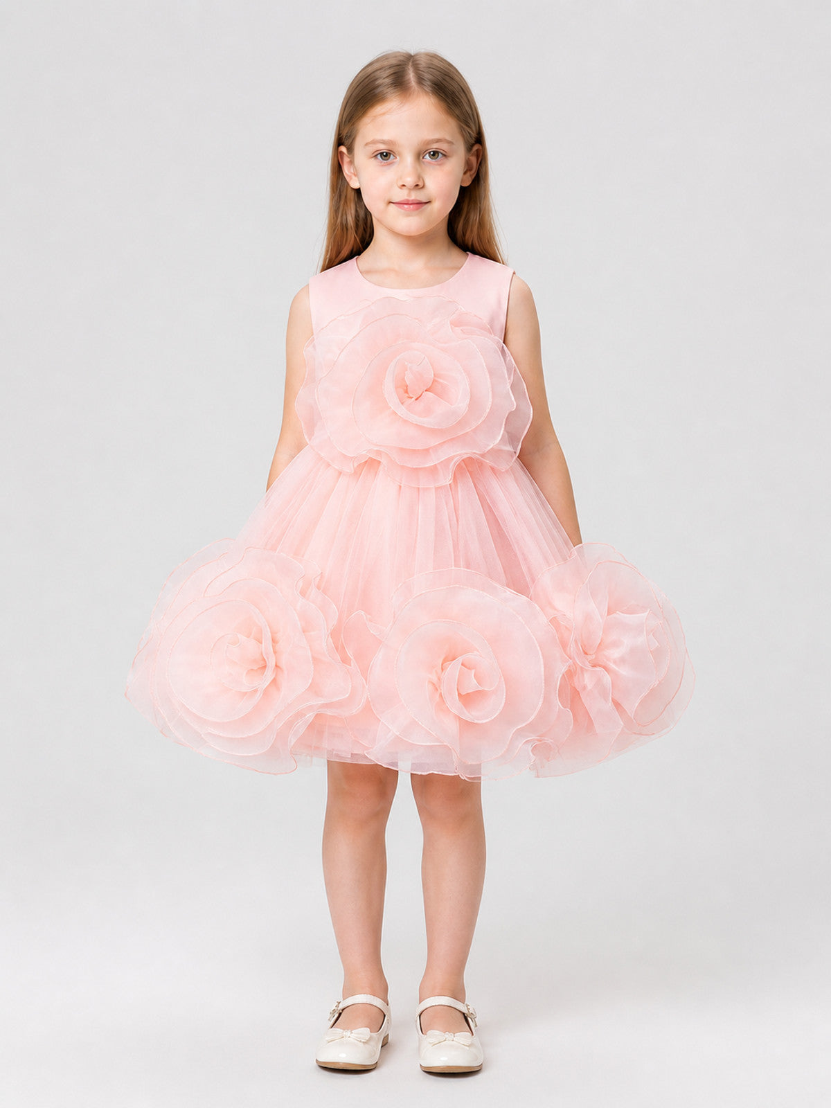 Tutu Dress with 3D Roses for Christening on-model view