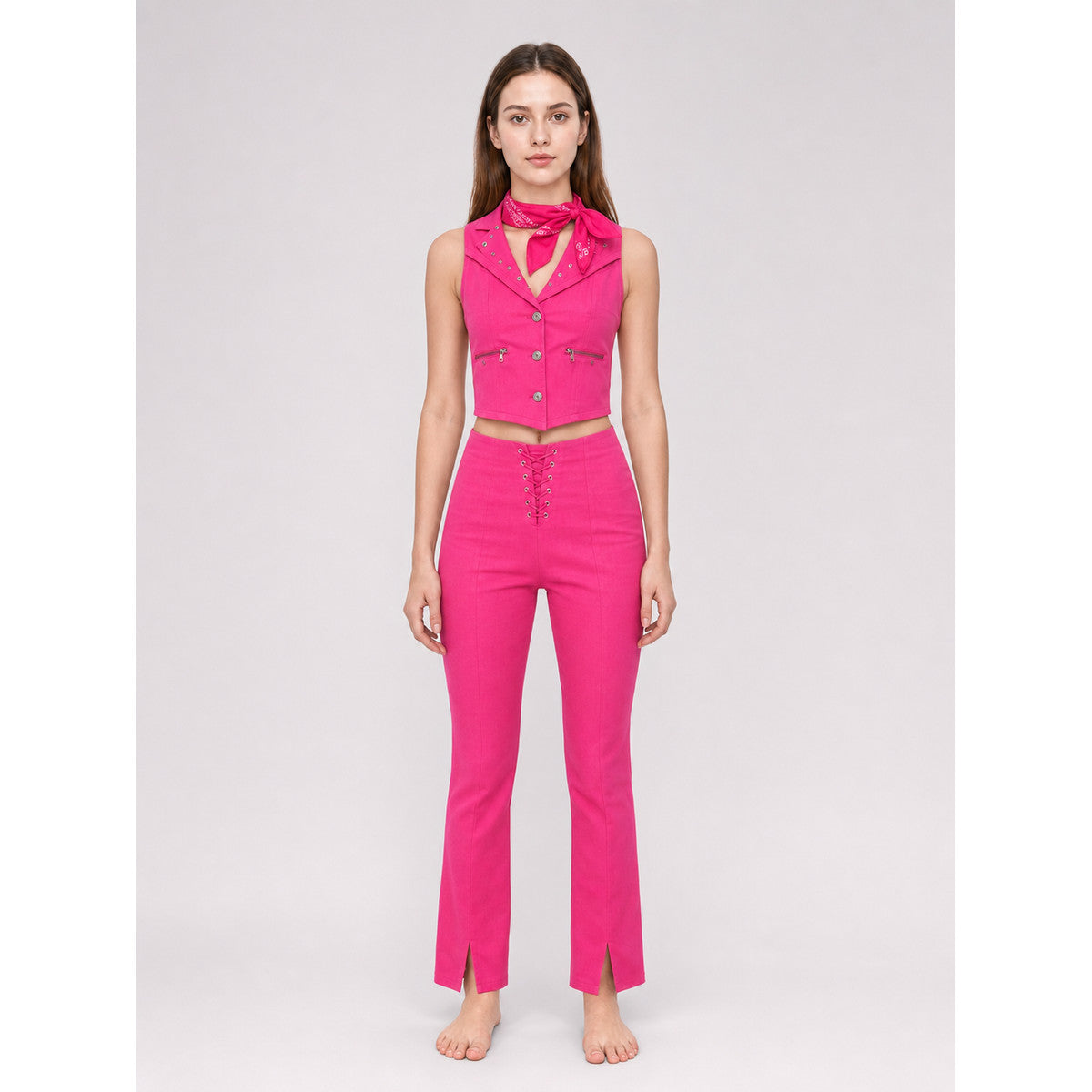 Pink Cowboy Party Costume on-model view