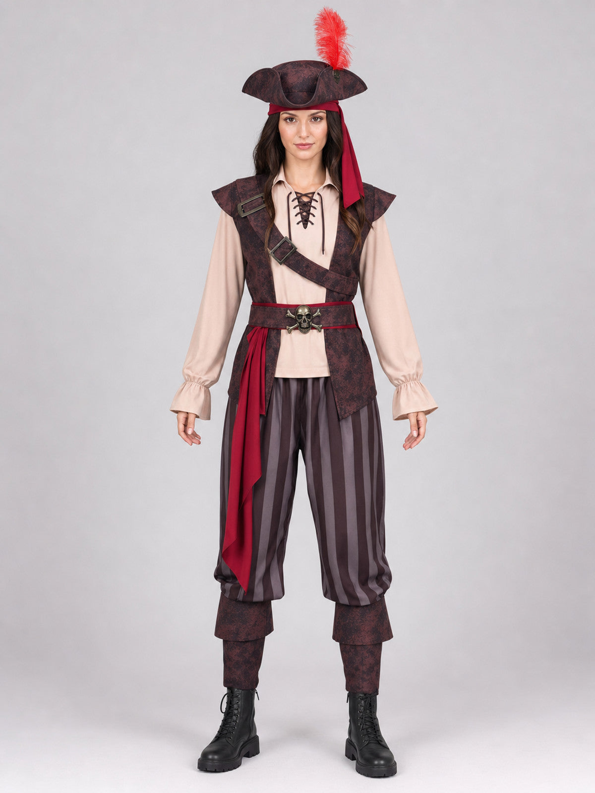 Pirate Costume with Tricorn Hat and Saber front view