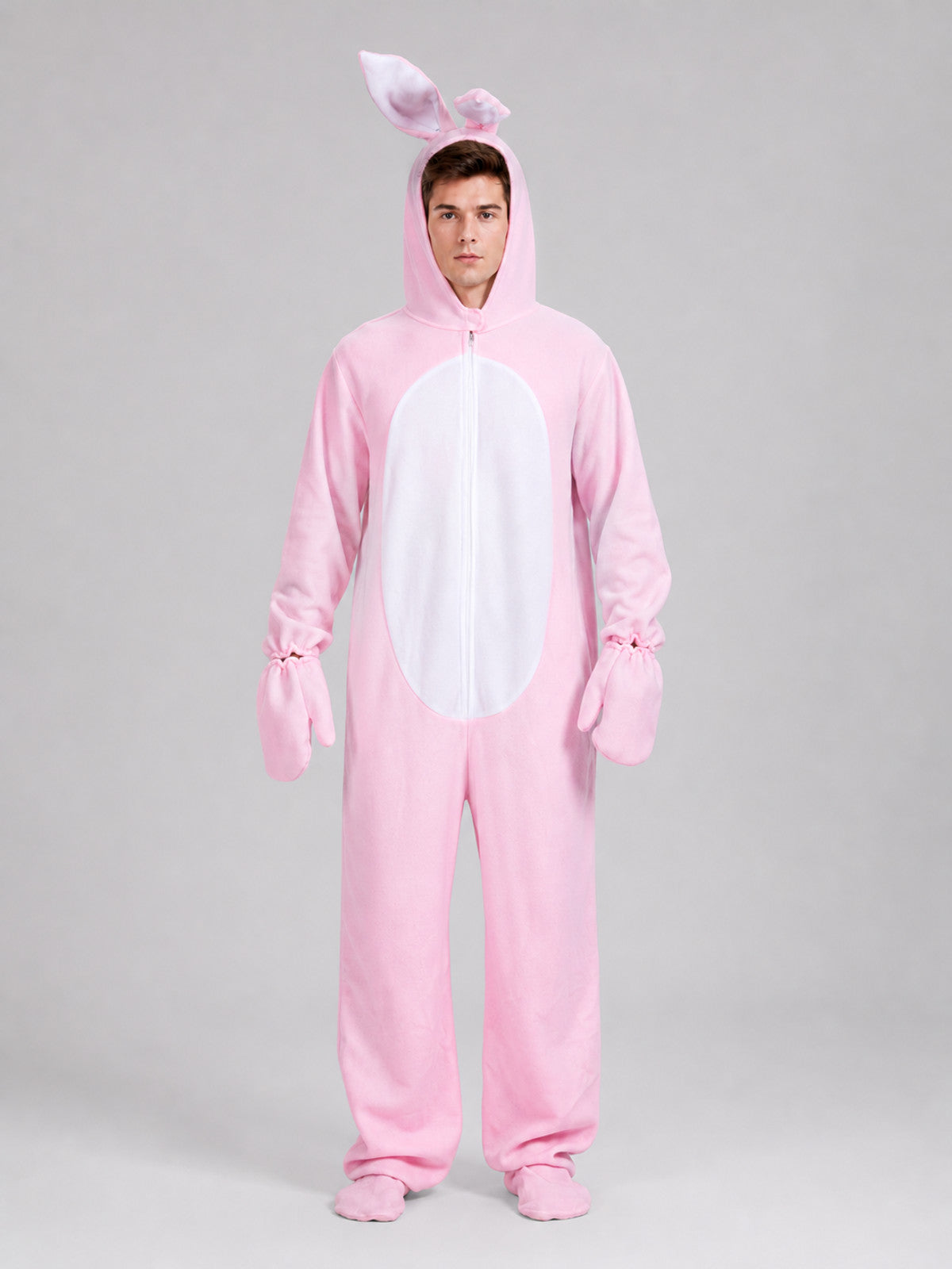 One-Piece Rabbit Costume with Hood and Ears front view