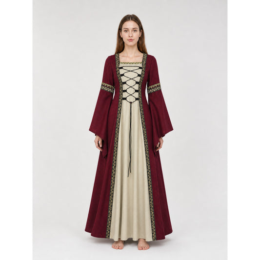 Long Medieval Dress with Flared Sleeves