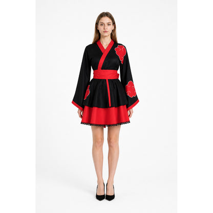 Black Anime Cosplay Dress with Red Clouds main product view