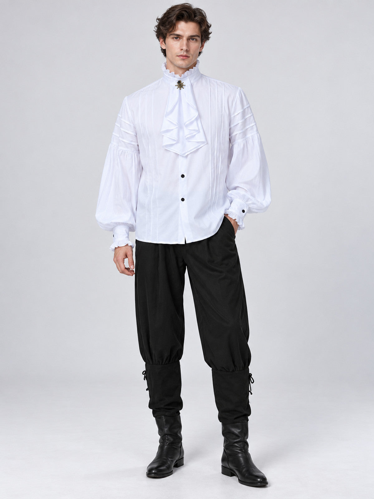 Retro-Style Vampire Costume: Shirt, Pants, Accessory
