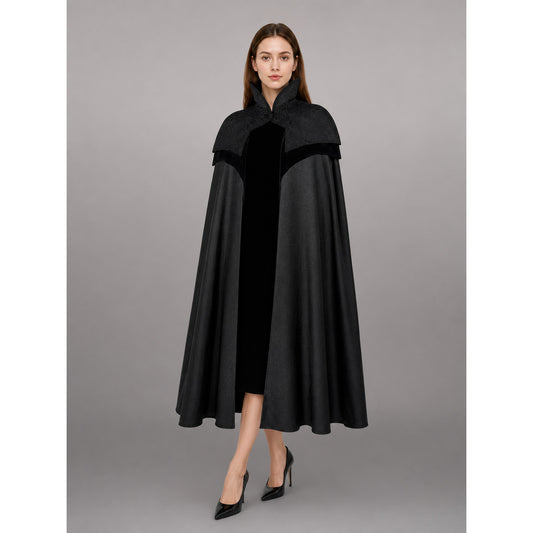 Black Gothic Hooded Costume Cloak