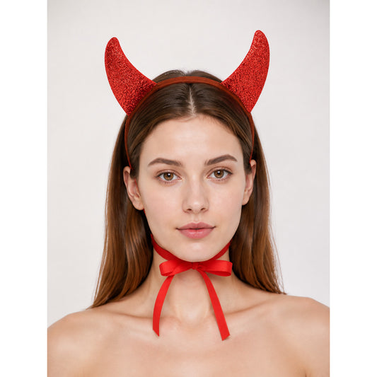 Halloween Carnival Headband with Red Devil Horns main product view