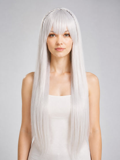 Long Silver Cosplay Wig with Bangs main product view