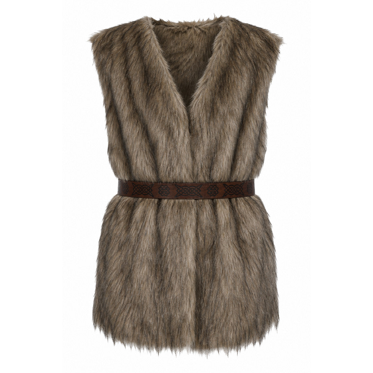 Fur Caveman Costume with Belt on-model view