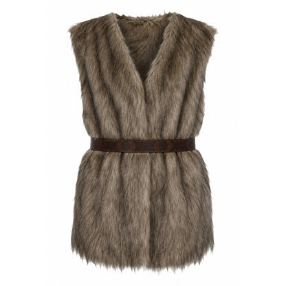 Fur Caveman Costume with Belt on-model view
