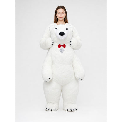 Inflatable life-size polar bear costume on-model view