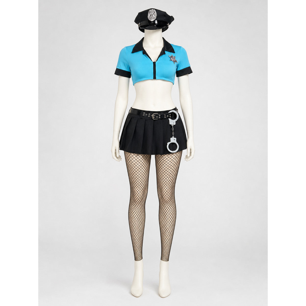 Police Costume with Skirt and Cap for Halloween on-model view