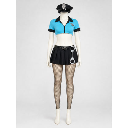 Police Costume with Skirt and Cap for Halloween on-model view