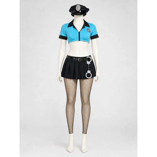 Police Costume with Skirt and Cap for Halloween on-model view