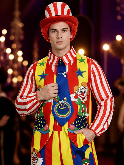 Striped Clown Costume for Masquerades and Performances on-model view
