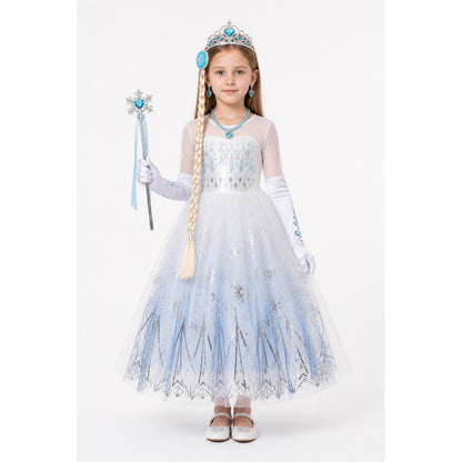 Snow Queen Costume with Dress, Crown, and Wand main product view
