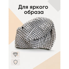 Silver Halloween Mask with Cone-Shaped Spikes for Cosplay